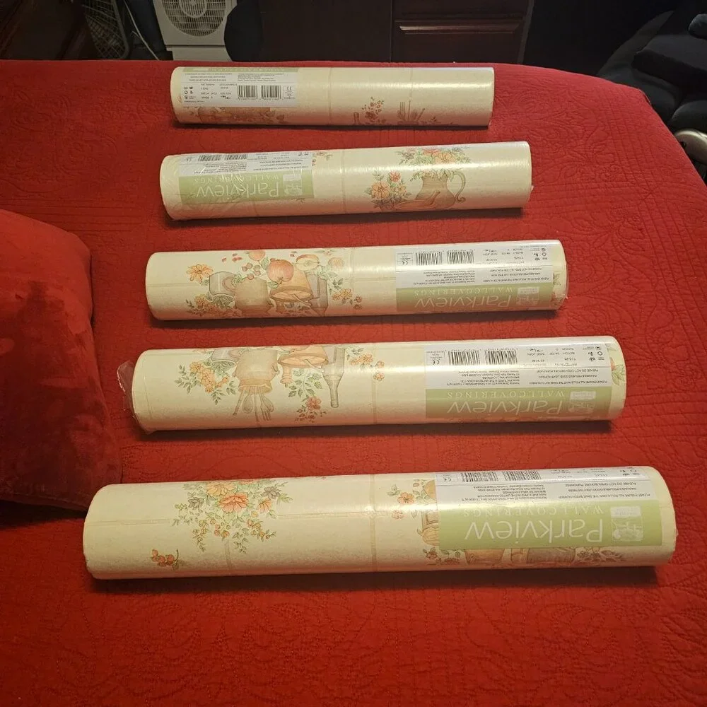 Five Parkview Designs Wallcoverings 56 square feet Each Green and Beige